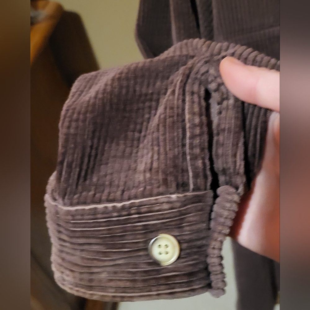 Vintage Y2K Structure Brown 100% Cotton Corduroy Long Sleeve  Shirt Large - Picture 5 of 6